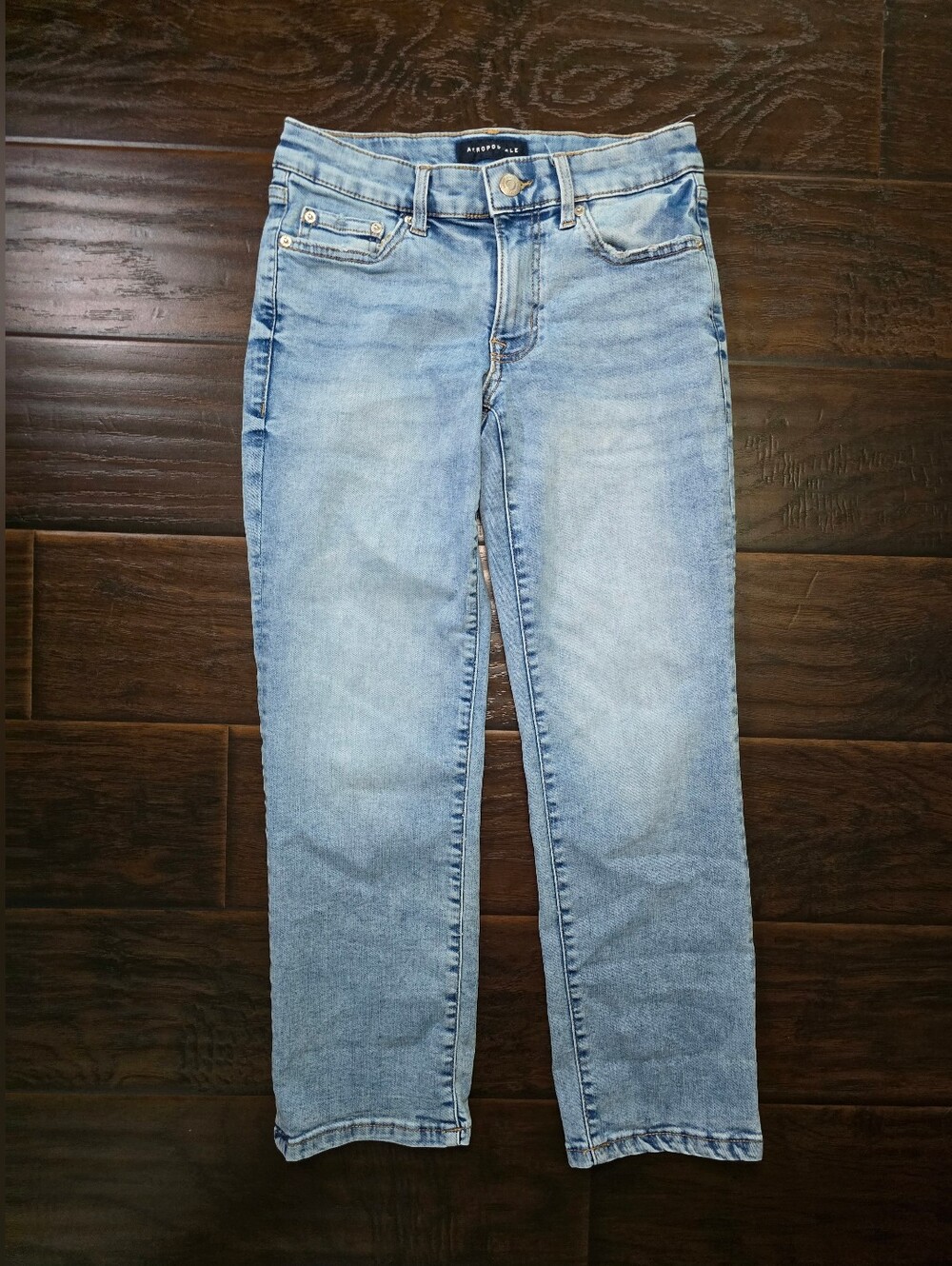 Aeropostale Womens Straight Light Blue Denim Cropped Pants 4 Regular